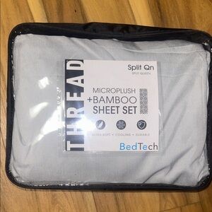 Bedtech split Queen Microplush Bamboo Sheet Set - Pewter or white  NEW